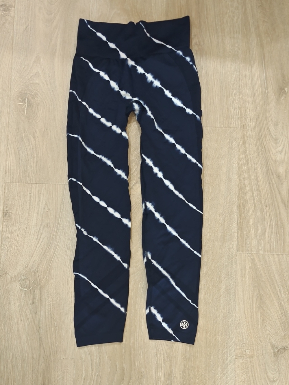 Tory Sport Navy and White Tie-Dye  Leggings
